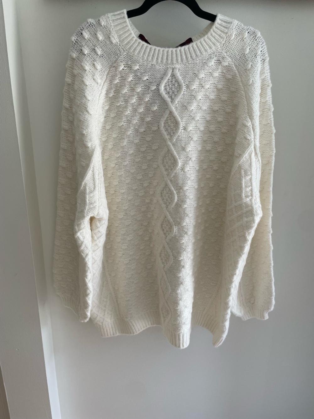 Altar'd State Cream Cable Textured Crewneck Sweater
